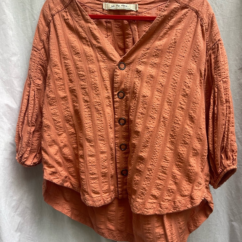 We The Free Rust Textured Blouse